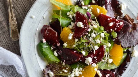 beet salad dressing with orange juice Beet Salad with Goat Cheese and Orange Vinaigrette Dressing