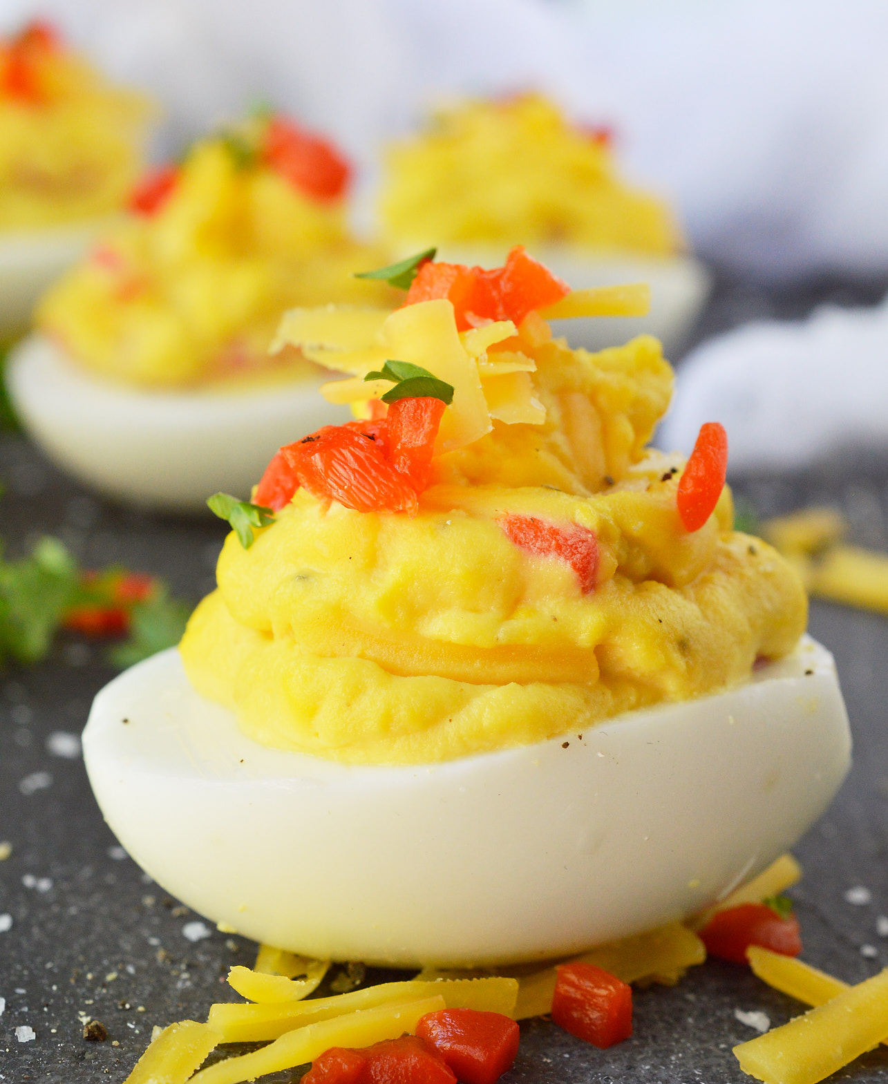 Pimento Cheese Deviled Eggs is a guaranteed crowd pleaser! This unique combo takes a favorite party appetizer recipe to the next level.
