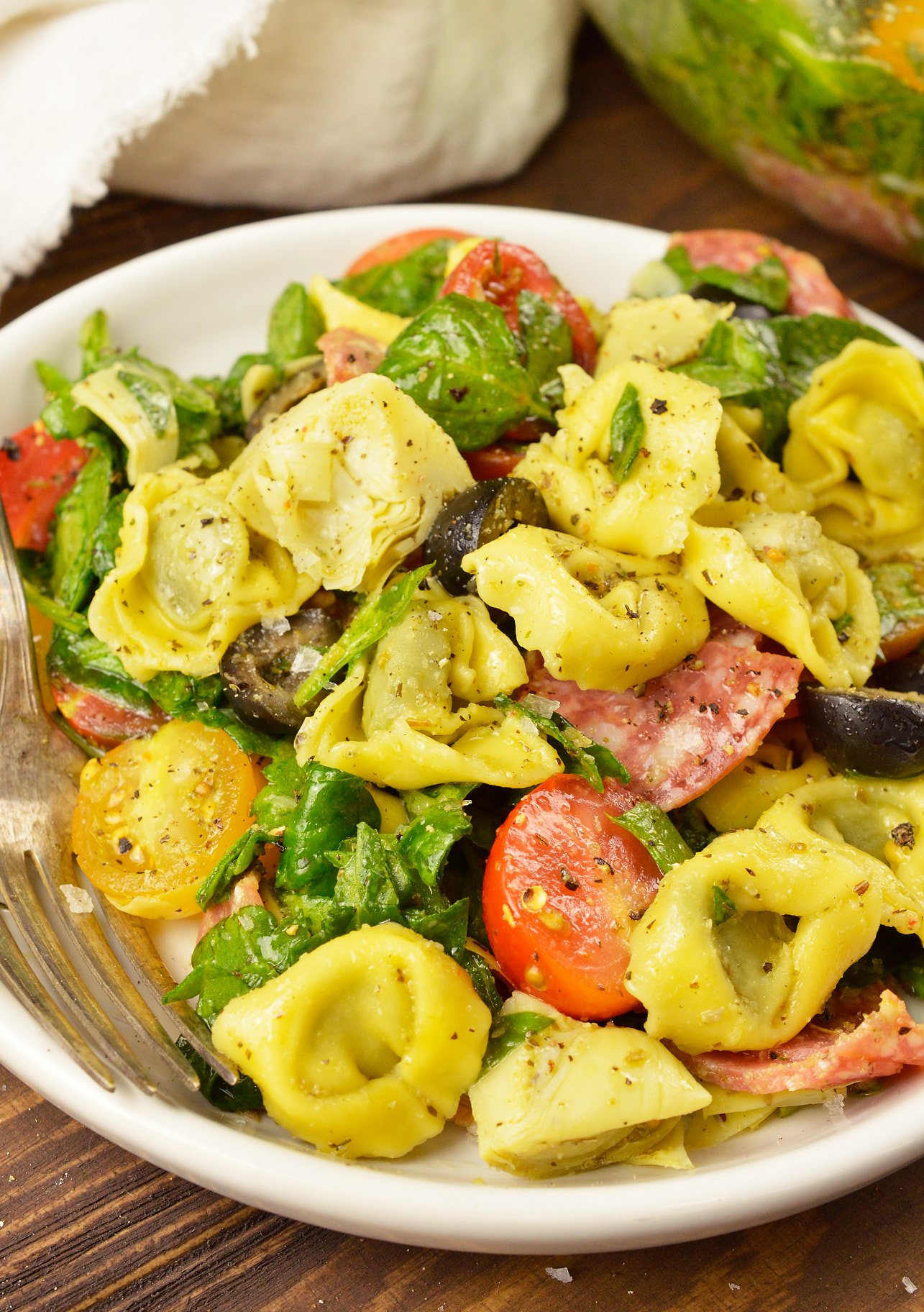Spinach Tortellini Italian Pasta Salad Recipe - video ...
