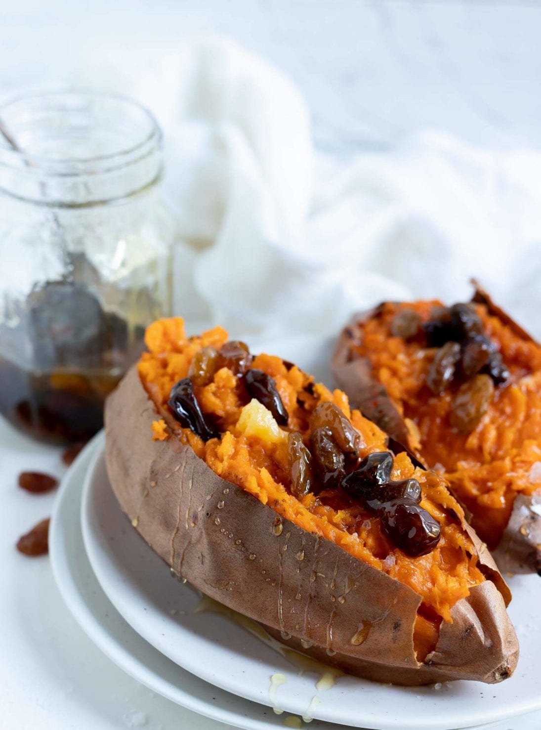 Roasted Sweet Potatoes With Honey Raisins Wonkywonderful 