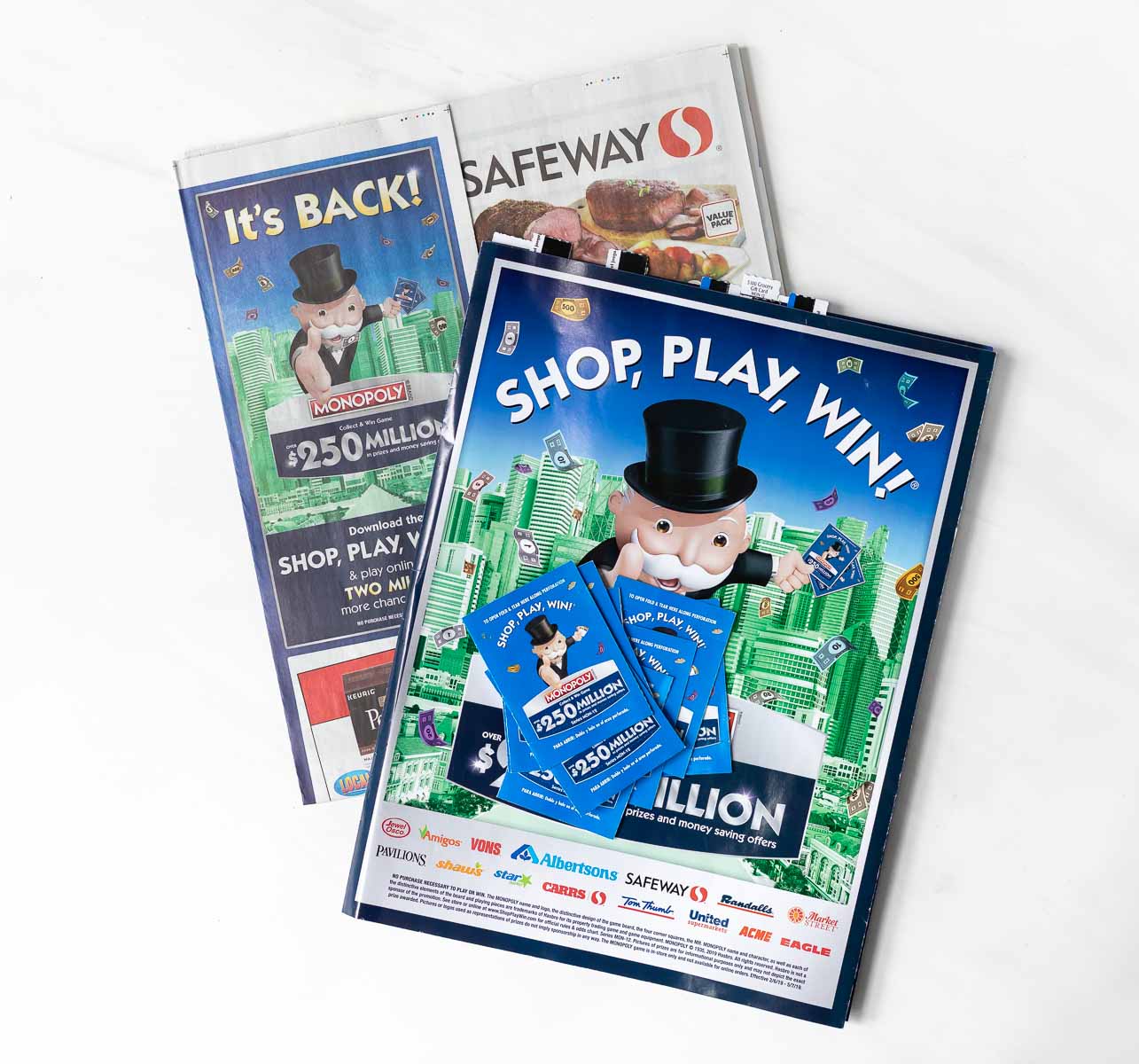 safeway ad and monopoly collect and win game