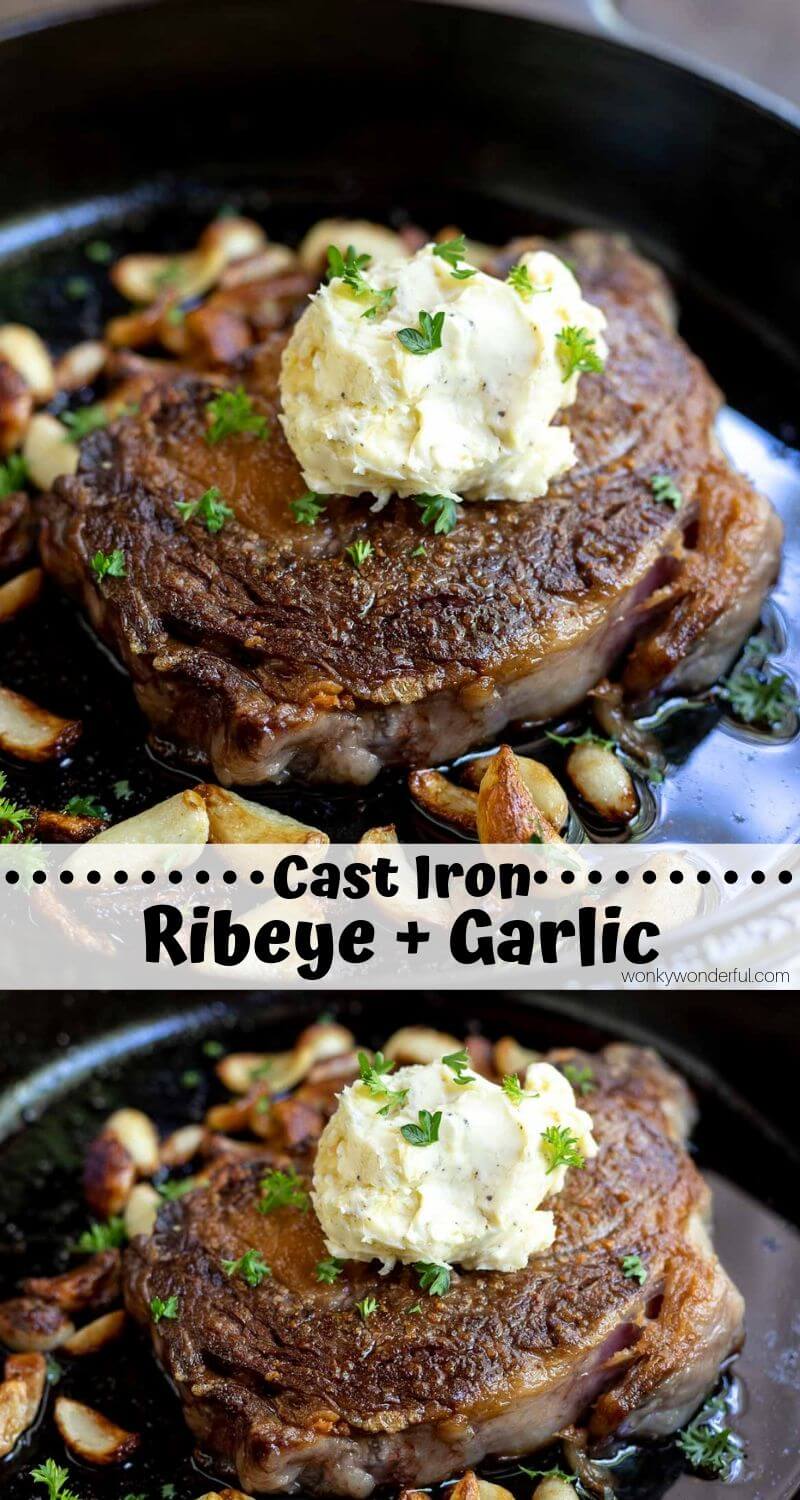 CAST IRON RIBEYE STEAK + GARLIC BUTTER!!! + WonkyWonderful