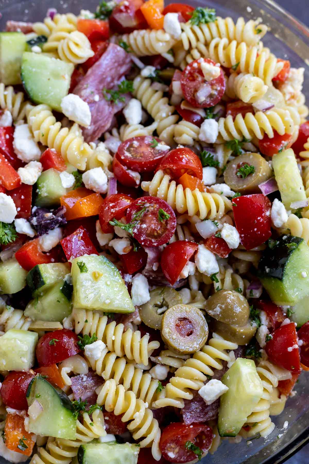 GREEK PASTA SALAD RECIPE + WonkyWonderful