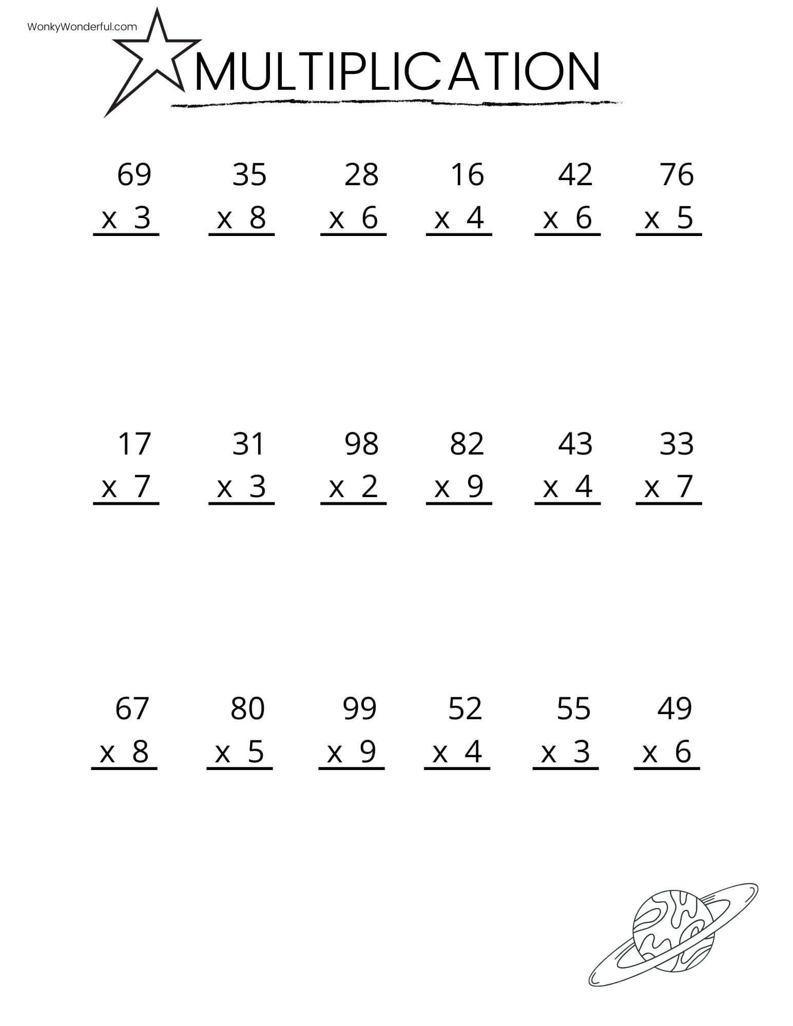 FREE PRINTABLE MULTIPLICATION WORKSHEETS + WonkyWonderful