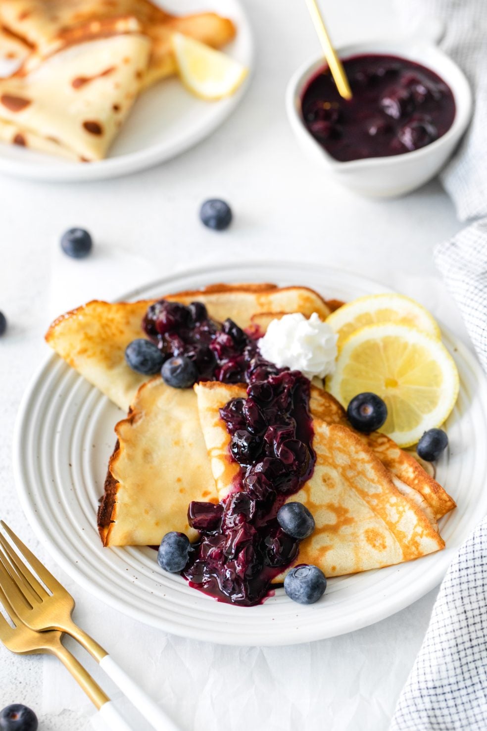 crepes served on white plate