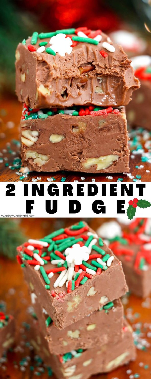 chocolate fudge recipe pinnable image with title text