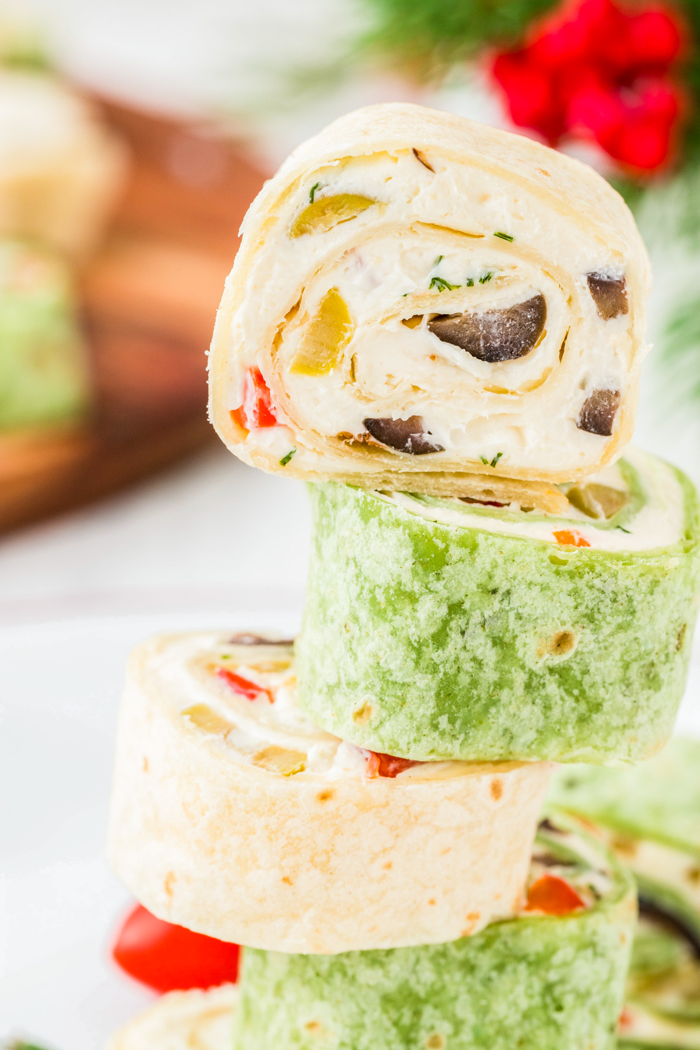 Cream Cheese Olive Tortilla Roll Ups