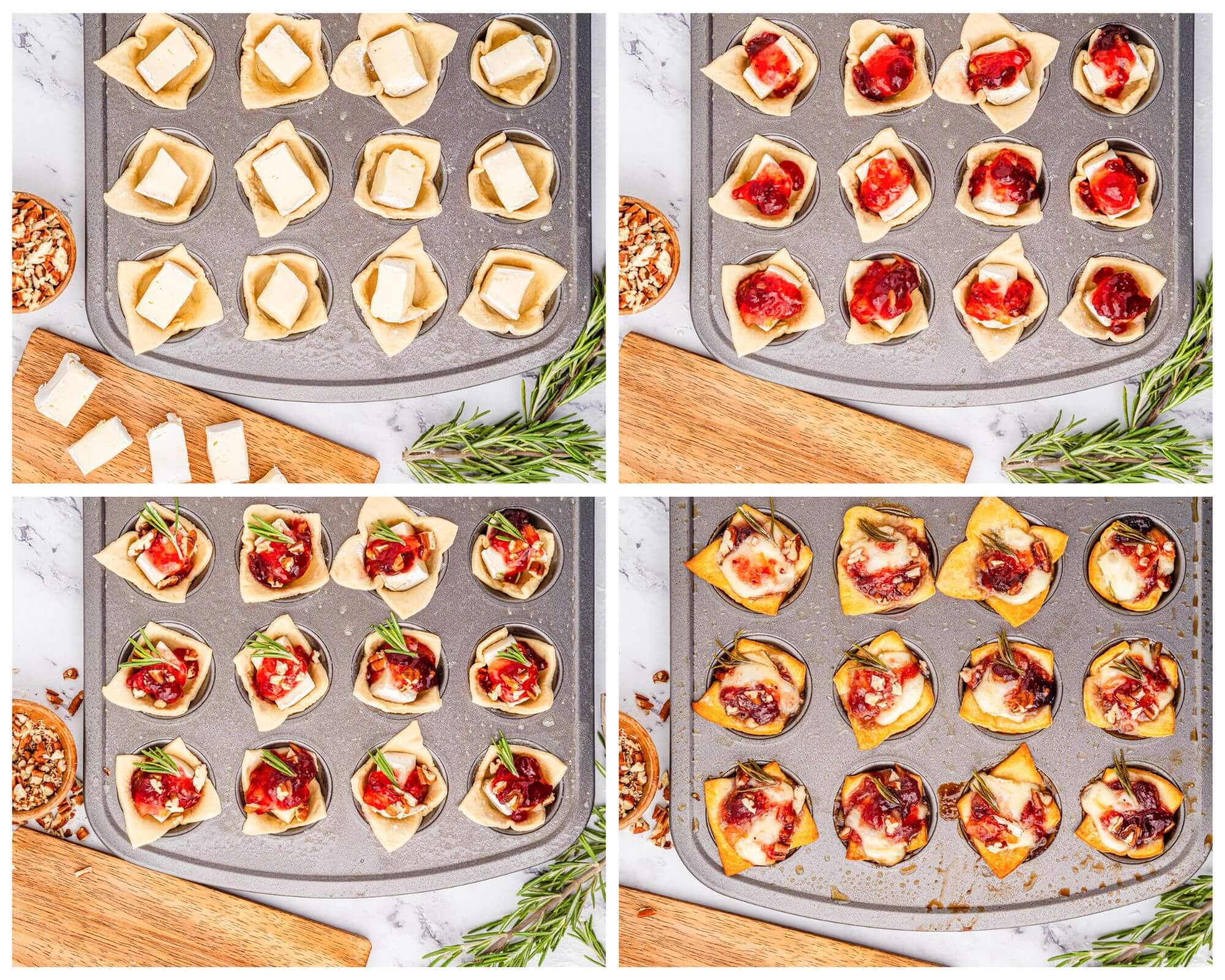 brie bites process photo collage