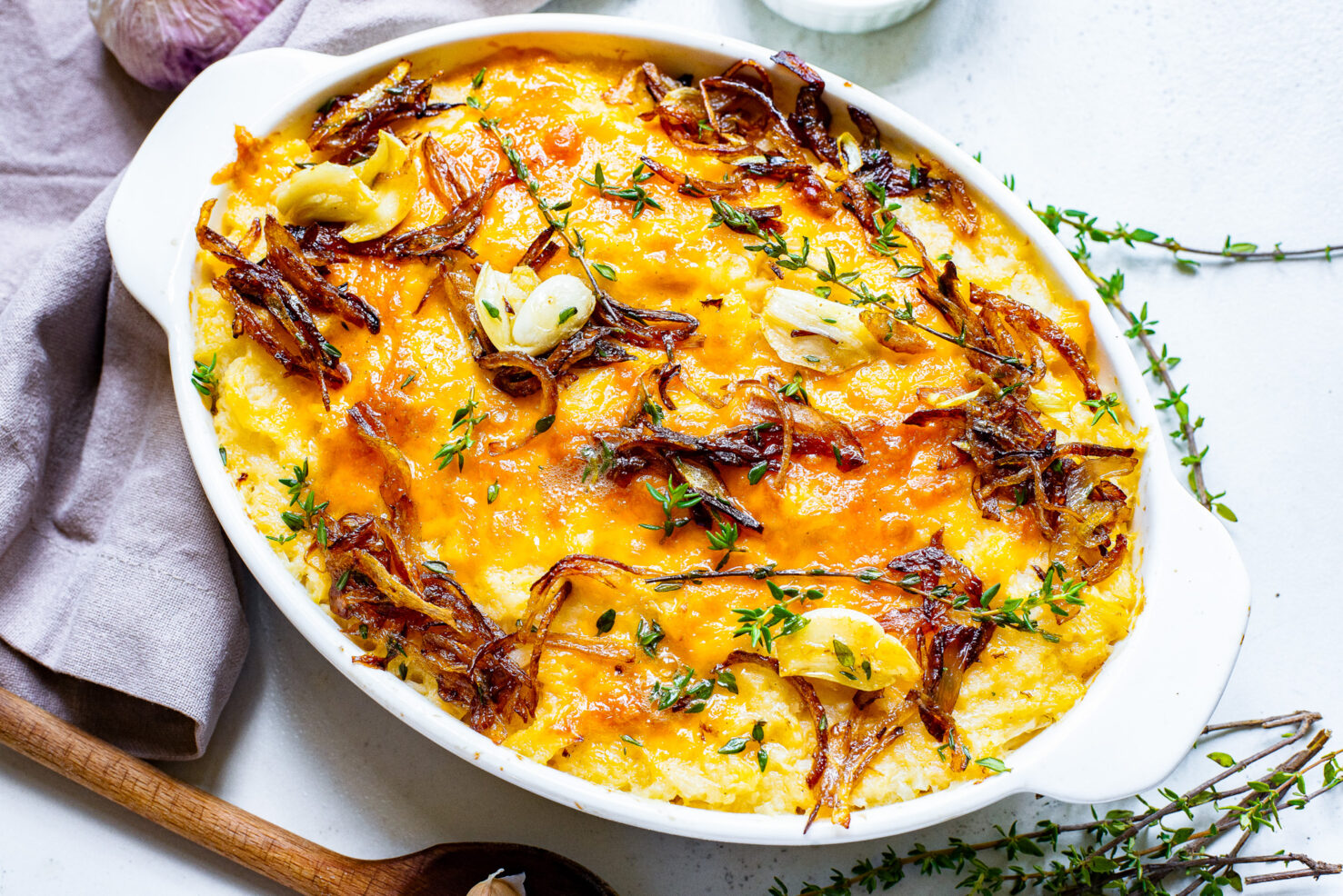 cheesy mash in baking dish