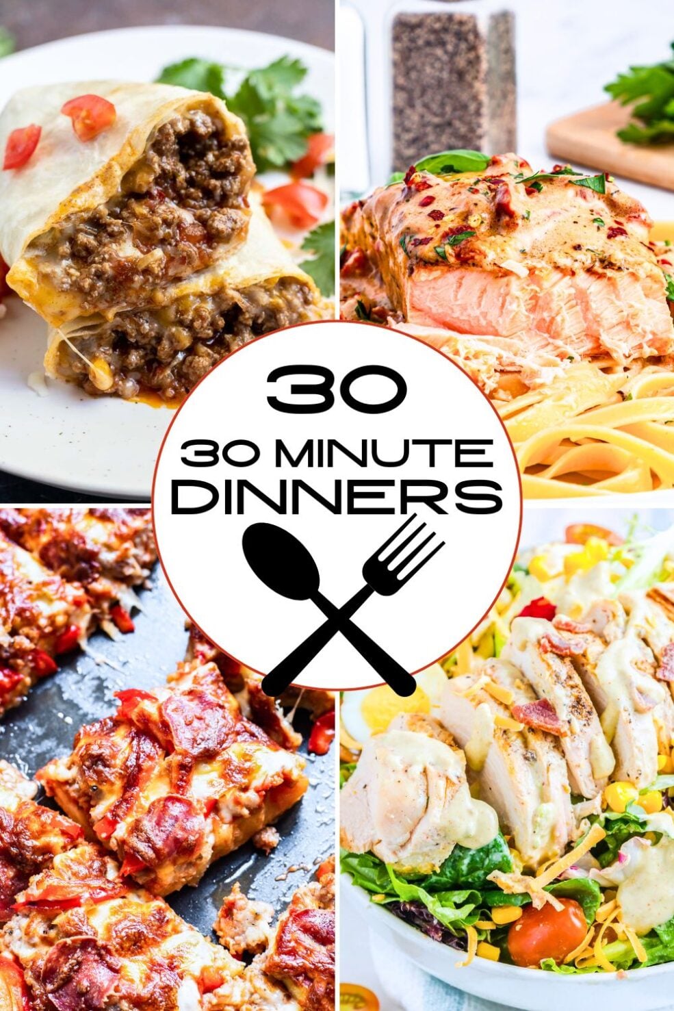 30 minute dinner recipes pinnable image