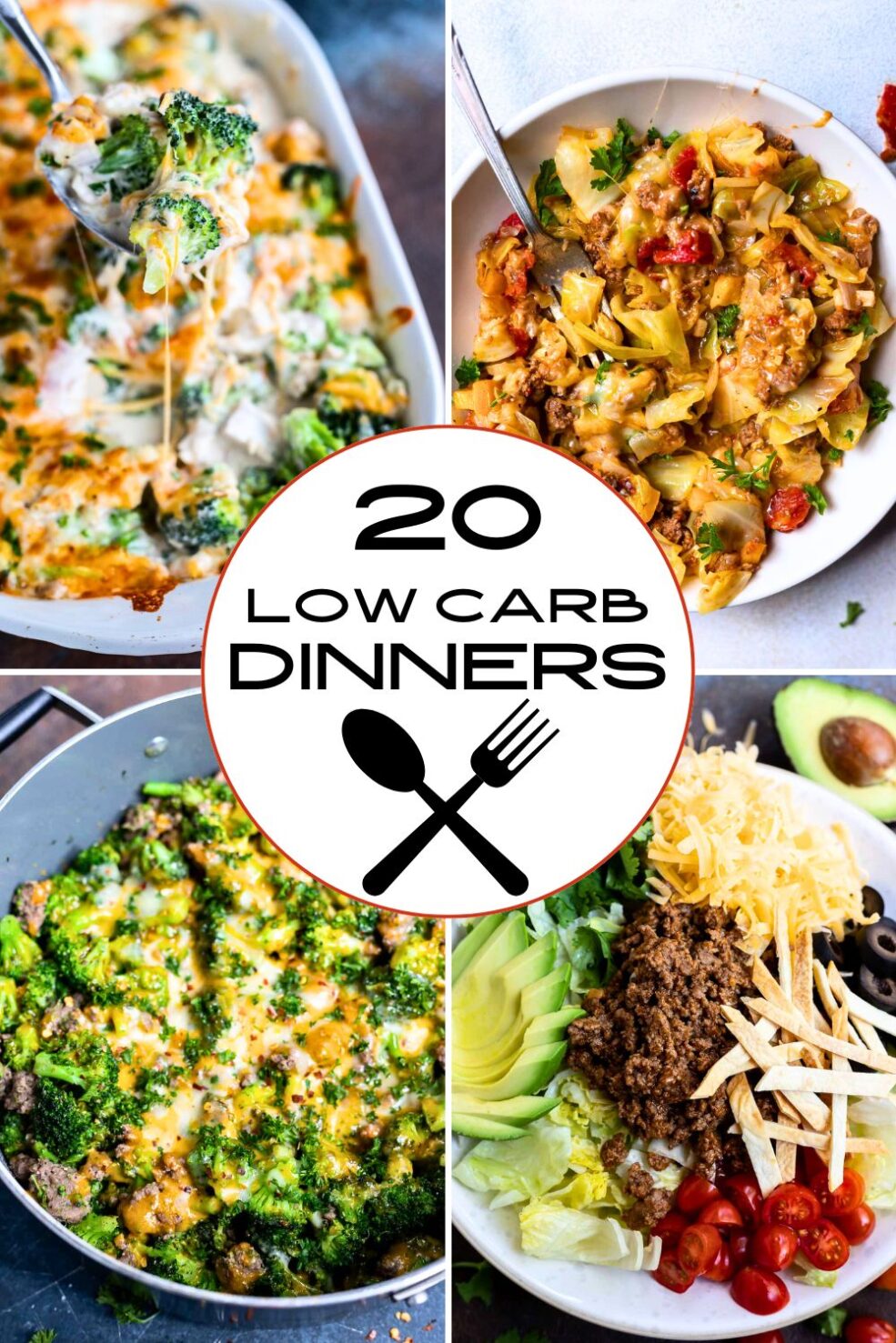 easy low carb dinner recipes pinnable image