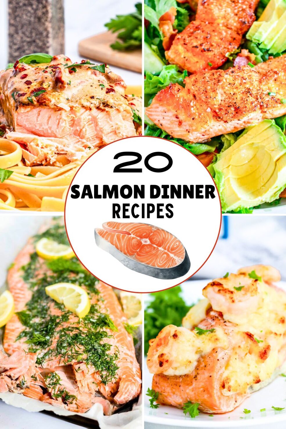 salmon dinner recipes pinnable image