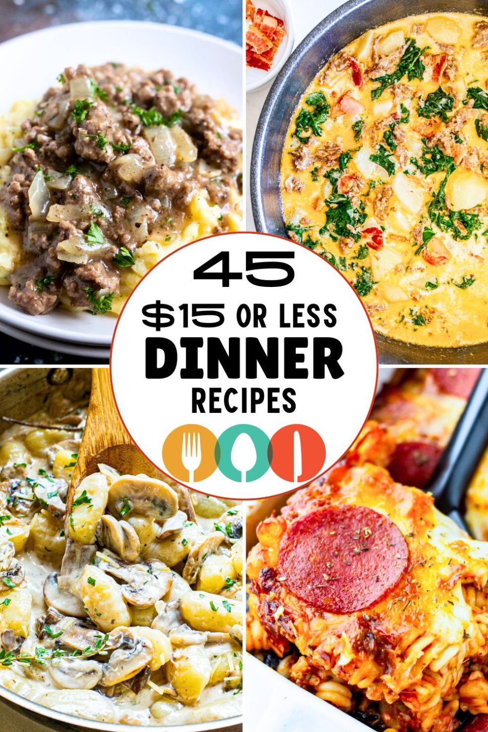 meals on a budget pinnable image