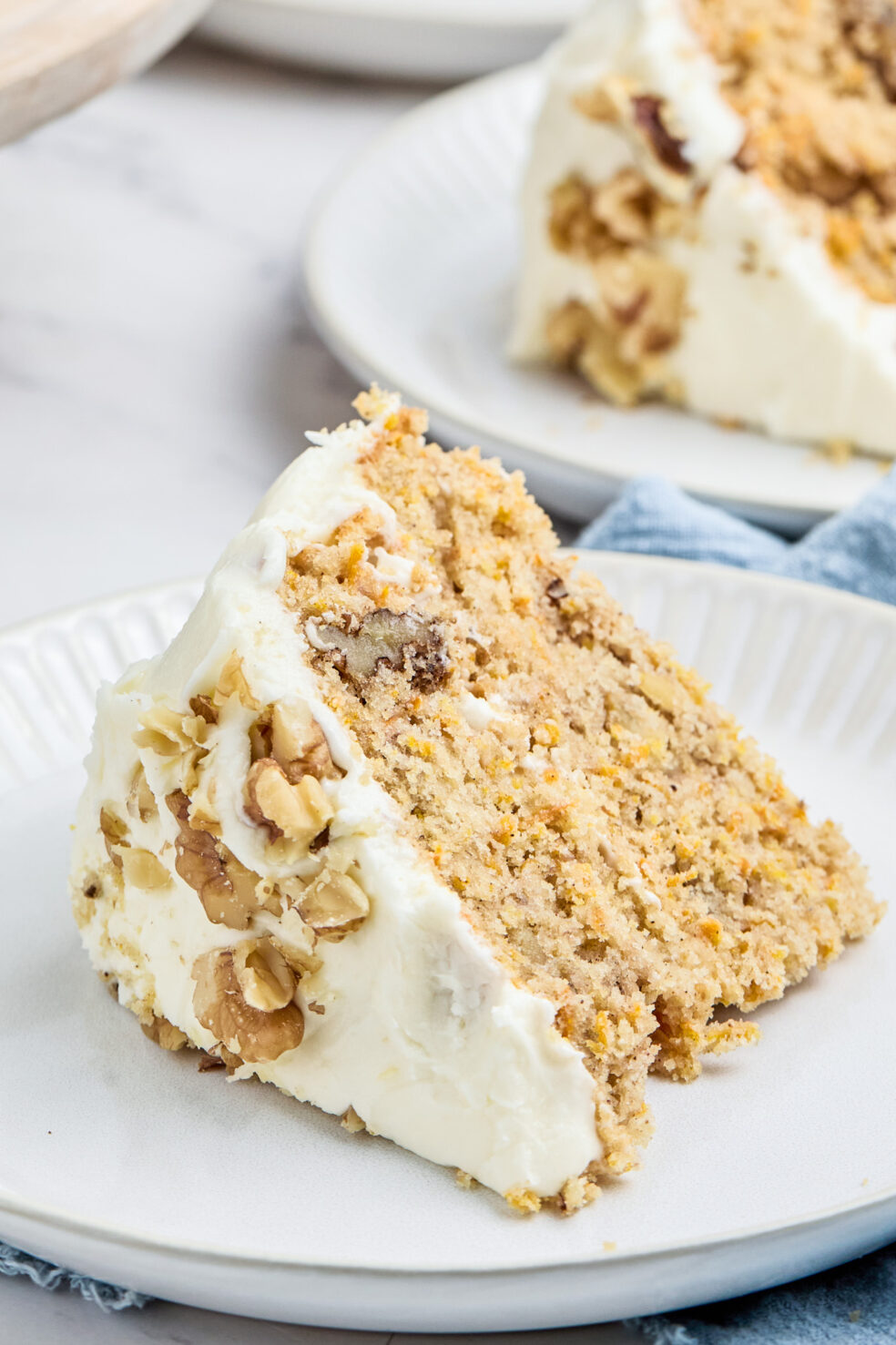 slice of cake on white plate