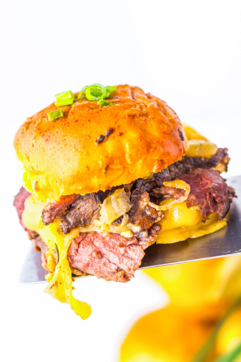 steak slider on spatula