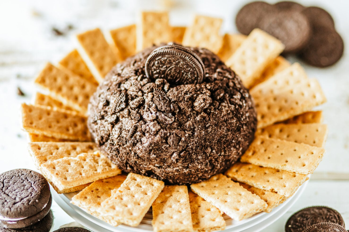 cheese ball topped with Oreo cookie