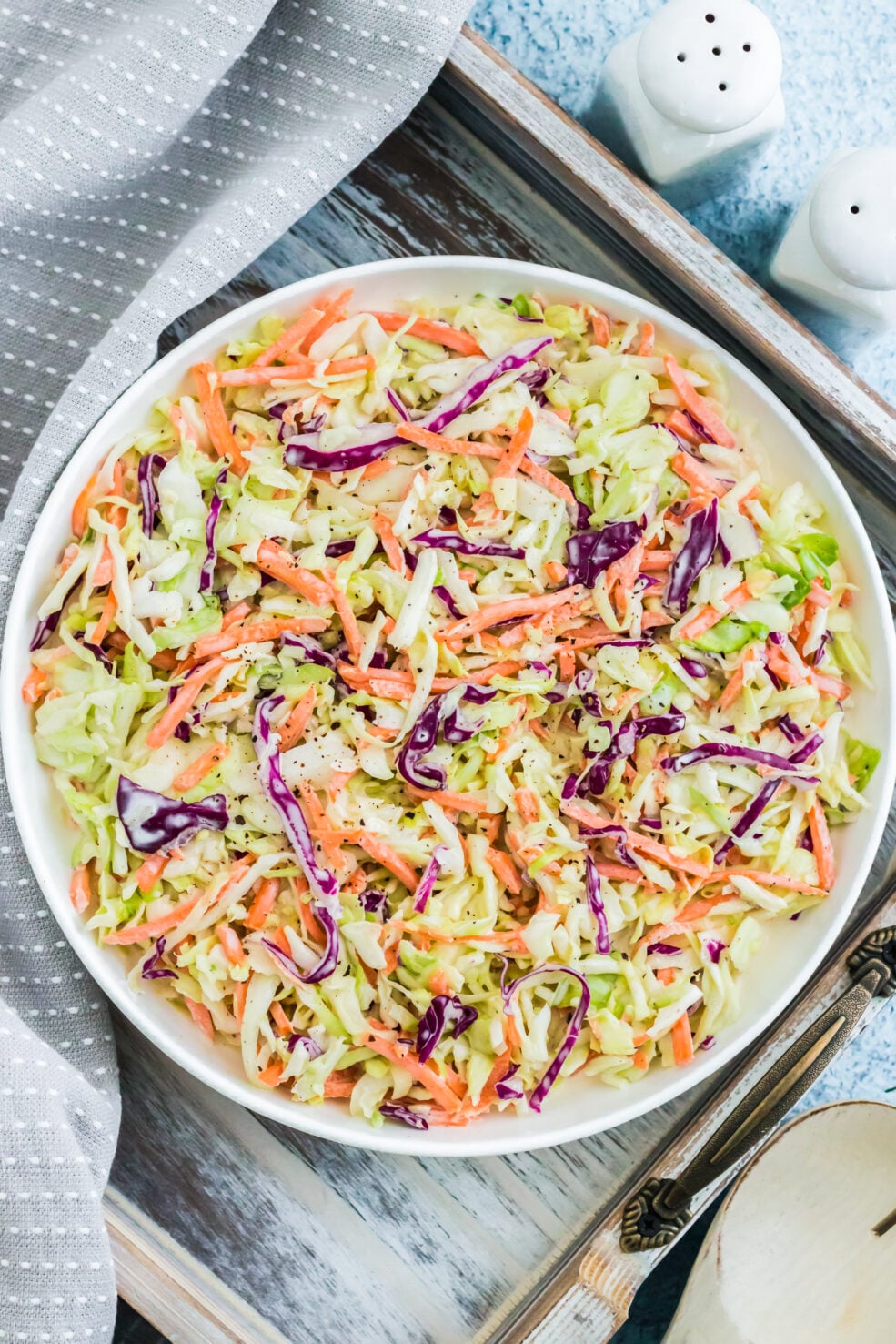 prepared coleslaw in bowl
