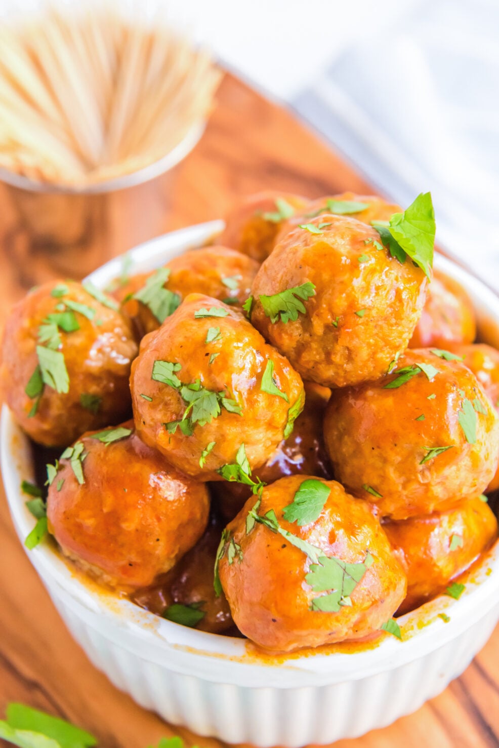 saucy meatballs in bowl