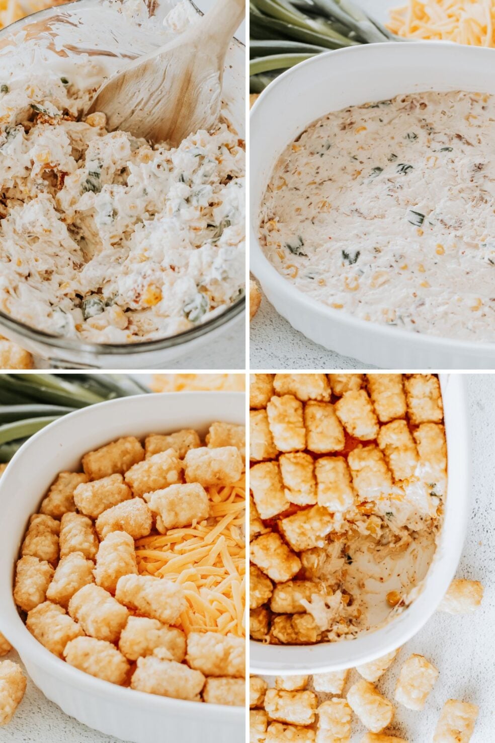 tater tot casserole process photos
