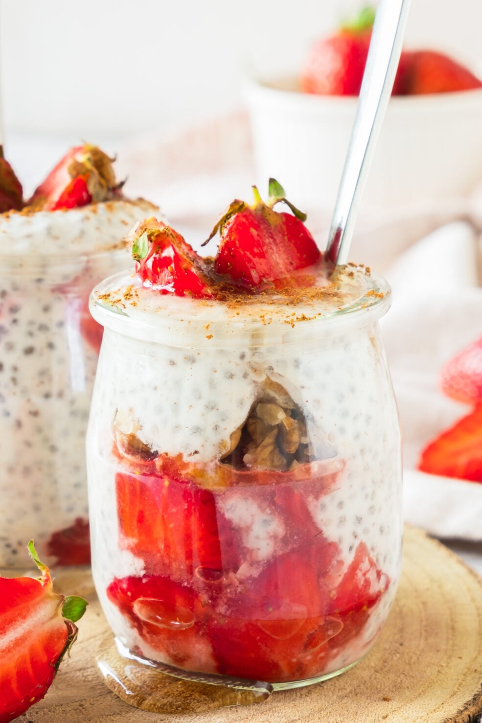 chia seed pudding in glass jars